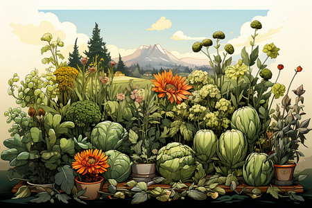 天然绿色的植物草药背景图片