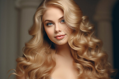 金色卷发的美女图片