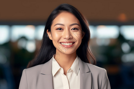 自信微笑的亚洲商务女性图片
