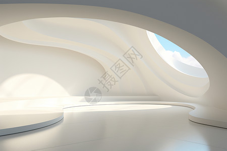 曲线空间明亮的3D空间建筑设计图片