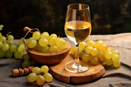 葡萄酒收获美味的白葡萄酒背景