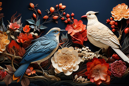 鸟语花香的艺术背景背景图片