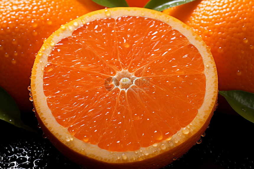 新鲜切开的橙子图片