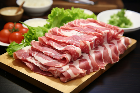 新鲜海带卷餐盘上的牛肉卷背景