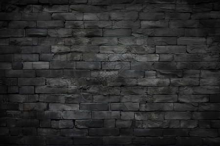 黑色做旧素材破旧的墙壁黑暗中的哑光砖墙背景