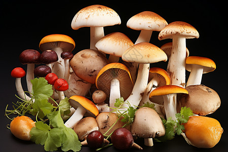 采摘蘑菇新鲜采摘的蘑菇背景