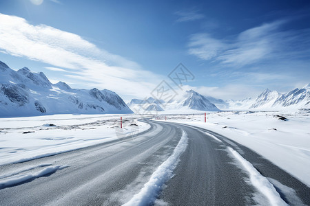 冰雪世界公路雪地高清图片