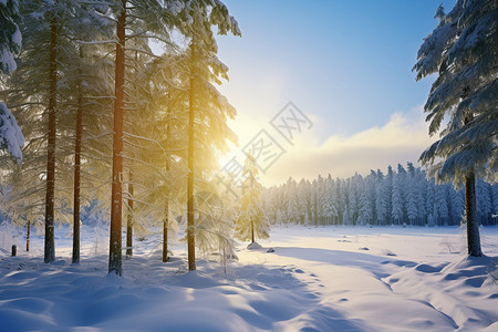 冰雪乡村风光背景图片