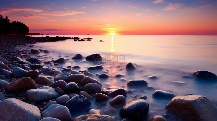 美丽的日落海洋景观图片