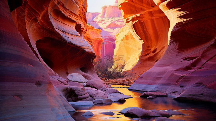 红色岩石峡谷的美丽景观图片