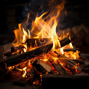木材特写户外燃烧的篝火背景