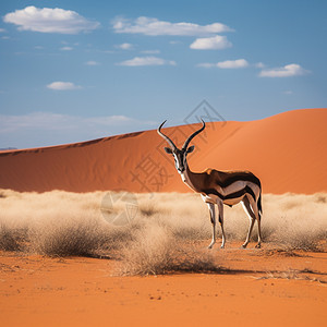 警惕中藏羚羊沙漠中觅食的羚羊背景