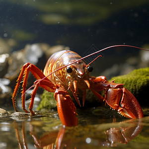 野生小龙虾的特写镜头水面高清图片素材