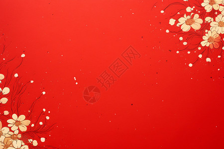 喜庆的红色花朵装饰背景背景图片