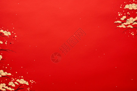 红色花朵装饰中国风红色主题背景插画