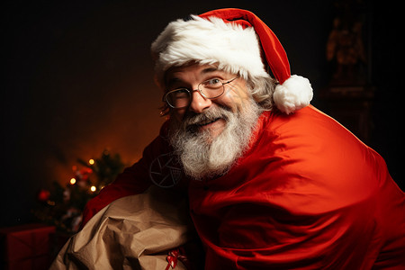 准备礼物的圣诞老人背景图片
