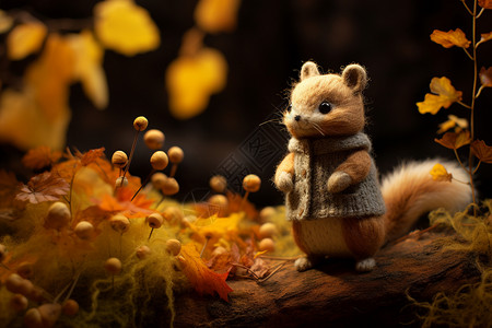 可爱的小松鼠秋天森林中松鼠背景