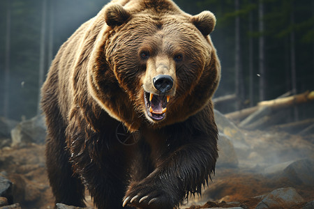 户外的野生棕熊背景图片