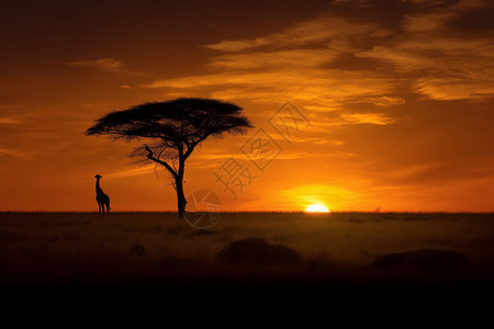金色非洲风景背景图片