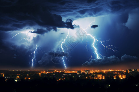 雷电交加的夜晚背景