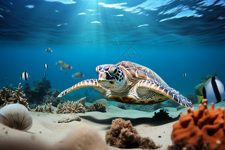 冒险的海中乌龟图片