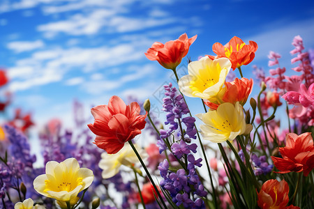 自然盛开的彩色花朵高清图片