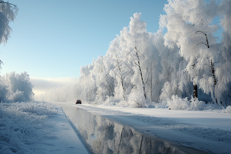冰雪中漂亮的森林图片