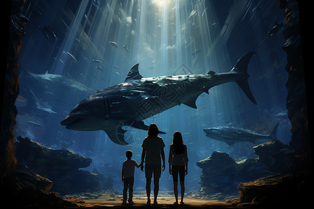 水族馆里的巨型鱼背景图片
