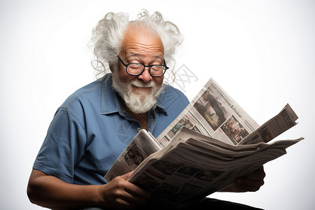 看报纸的老年人背景图片