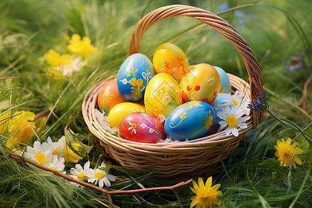 传统的手绘复活节彩蛋背景图片