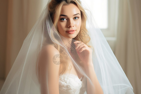 穿婚纱的美丽新娘背景图片