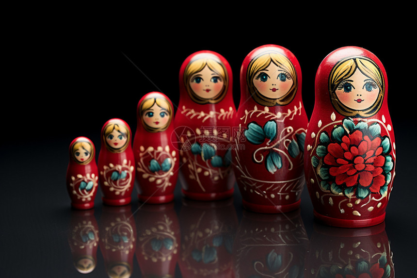 手工绘制的俄罗斯套娃图片