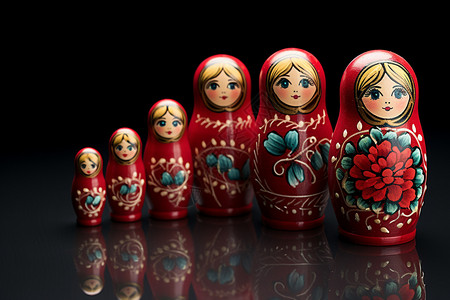 手工绘制的俄罗斯套娃背景图片