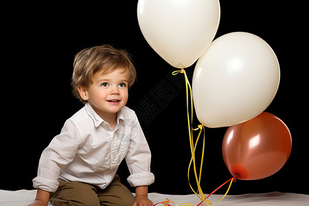 小男孩放飞气球气球旁的小男孩背景