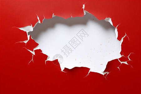 创意撕裂的红色墙纸高清图片