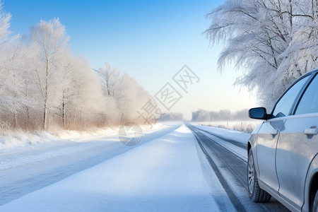 下雪路面乡村下雪的路面背景