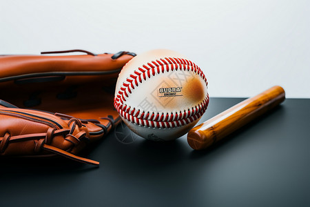 桌子上的棒球装备背景图片