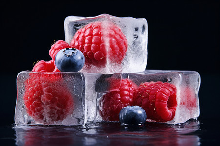 生鲜冻品冰凉的水果冻品背景