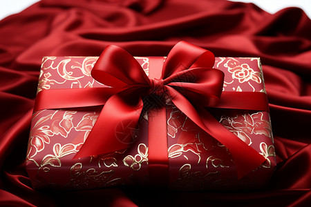 浪漫的红色包装礼物背景图片