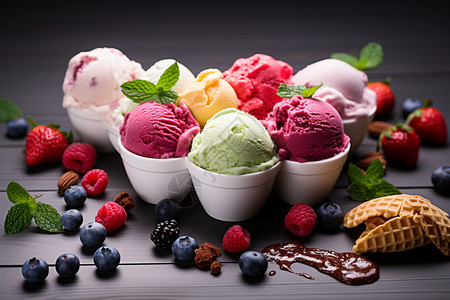 樱桃草莓冰激凌好吃的水果味圣代背景