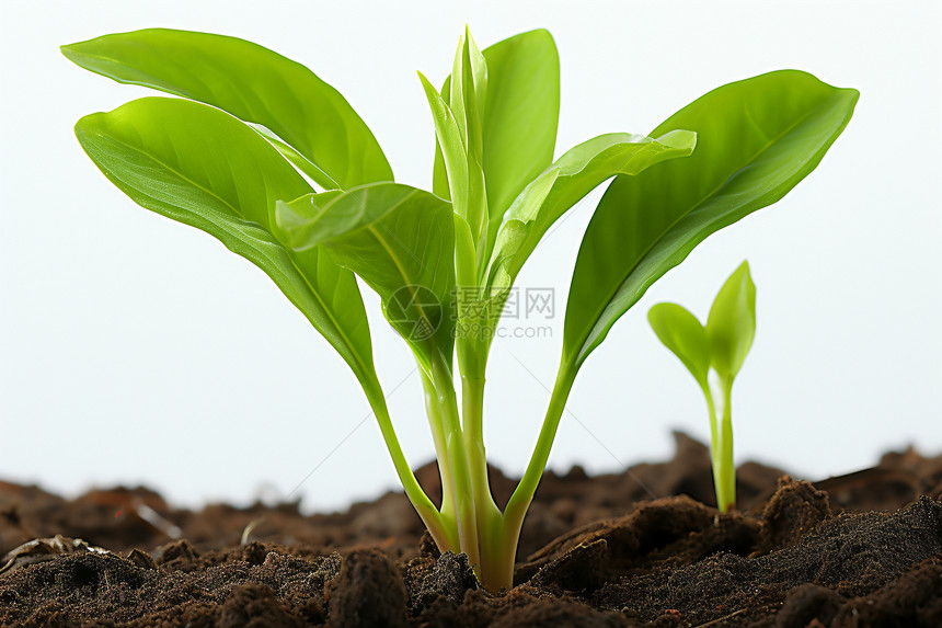 土壤中生长的绿色植物图片