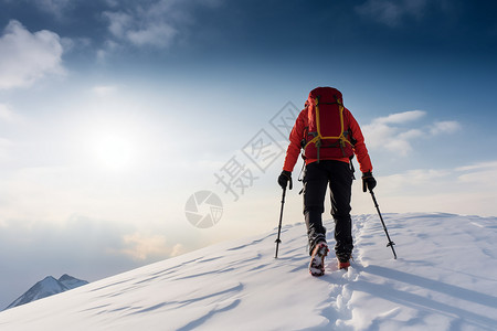 上坡户外雪山冒险者背景