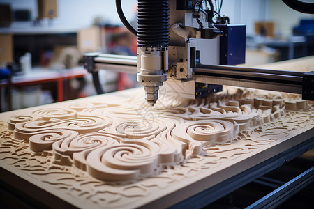 数控雕刻木材加工厂的数控机床背景