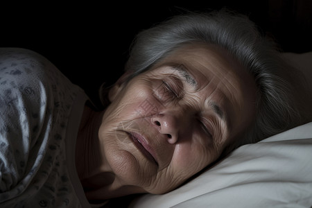睡眠障碍的老奶奶高清图片