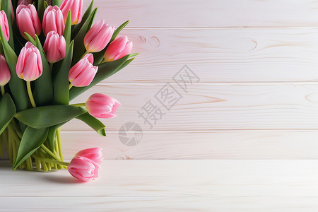 浪漫的粉色郁金香花束图片