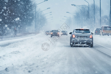 冬天结冰冬季雪中的街道背景