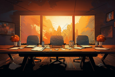 公司会议室的创意插图背景图片