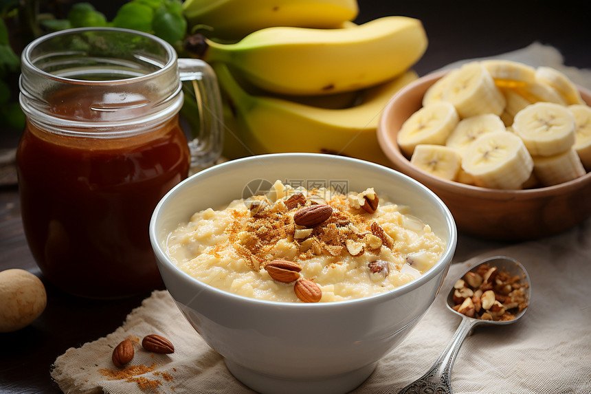 健康饮食的香蕉燕麦粥图片