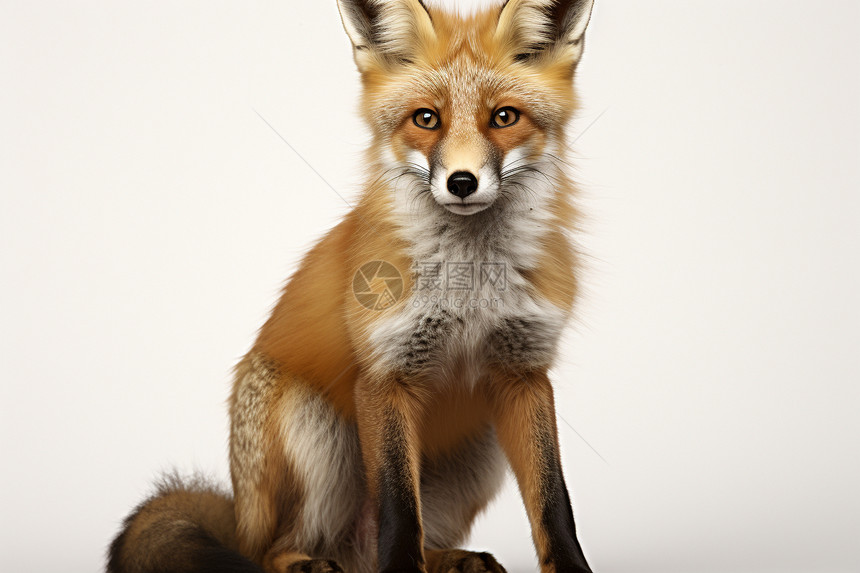 一只坐着的红狐图片