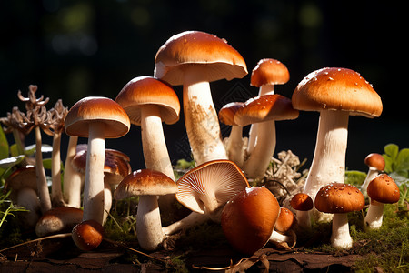 蘑菇菌群背景图片